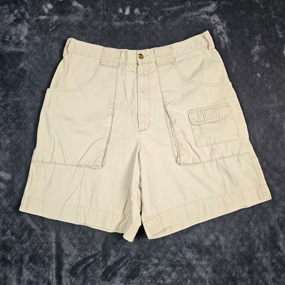 Eddie Bauer Cargo Shorts Women's 14 Beige Outdoors Hiking 100% Cotton